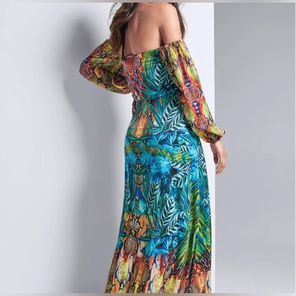 VENUS Vibrant Off-Shoulder Maxi Dress - Picture 2 of 6